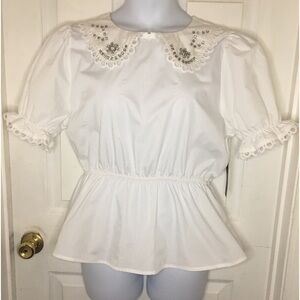 BLUE ALICE Peplum Blouse
